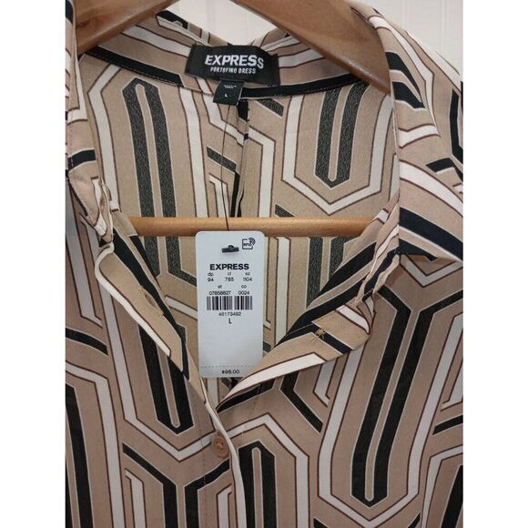 NWT Express, geometric Portofino midi dress. Size large (belt not included) - Picture 4 of 6